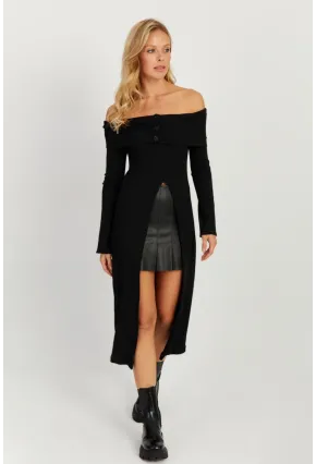 Kadın Siyah Madonna Yaka Tunik EY2710