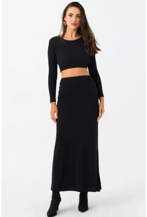 Kadın Siyah Maxi Etek RX445
