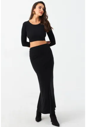 Kadın Siyah Maxi Etek RX445
