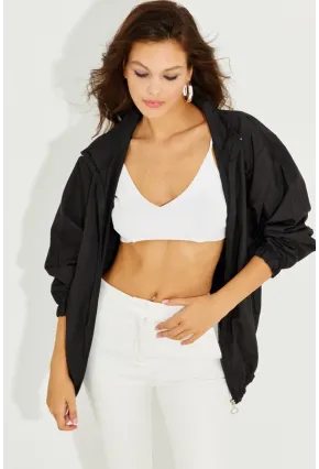 Kadın Siyah Mevsimlik İnce Yağmurluk MEN2005