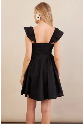 Kadın Siyah Midi Dokuma Elbise PSG1010