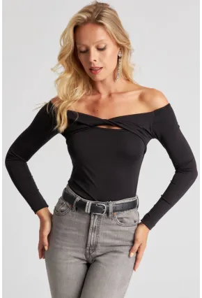 Kadın Siyah Önü Düğümlü Bluz EY2677