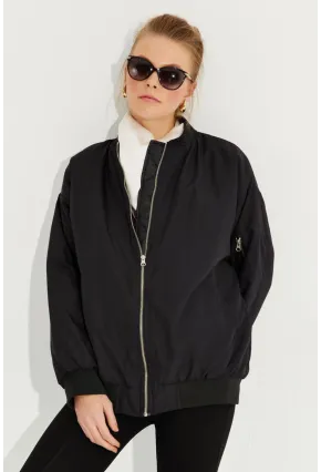 Kadın Siyah Oversize Mont QRS8359