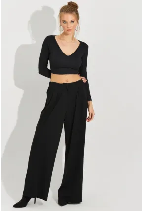 Kadın Siyah Palazzo Pantolon QRS8383