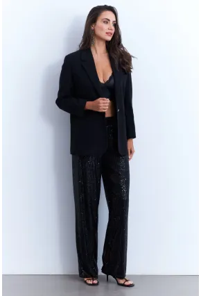 Kadın Siyah Payetli Pantolon SHR8