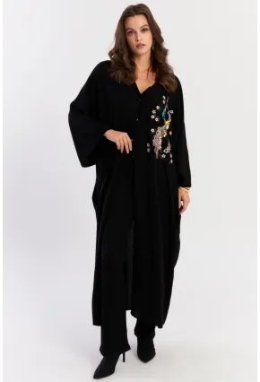 Kadın Siyah Payetli Salaş Maxi Elbise ALO130