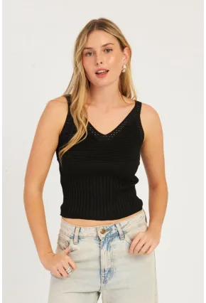 Kadın Siyah-Pembe İkili V Yaka Triko Bluz SMT227