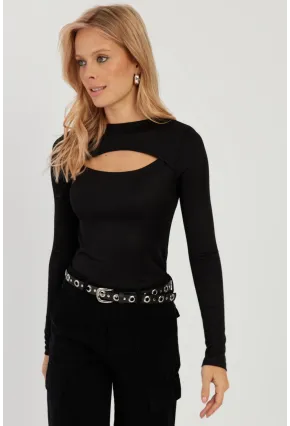 Kadın Siyah Pencereli Bluz LPP1256