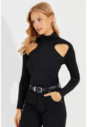 Kadın Siyah Pencereli Bluz MEN2014