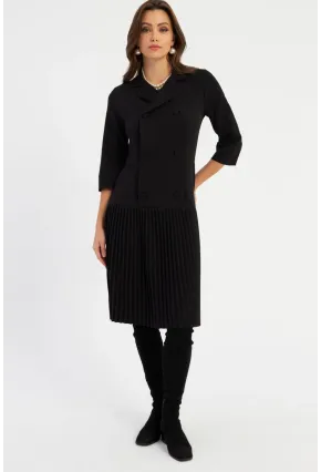 Kadın Siyah Pileli Blazer Midi Elbise MERA100