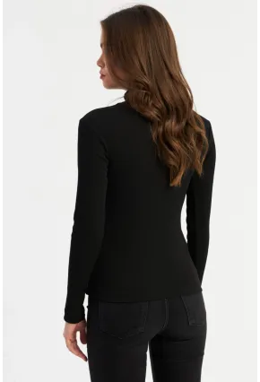 Kadın Siyah Şerit Bantlı Kaşkorse Bluz EY2948