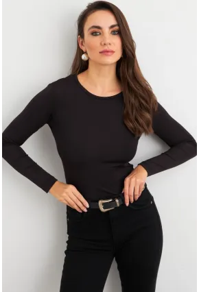 Kadın Siyah Sırt Pencereli Bluz EY3024