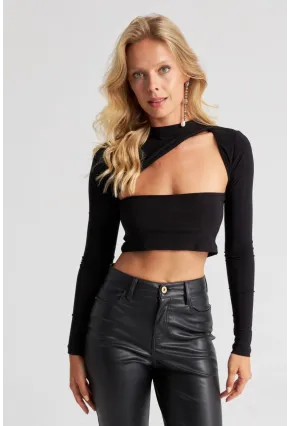 Kadın Siyah Sırtı Açık Bluz B2943