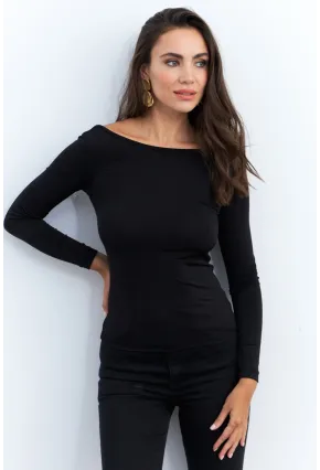 Kadın Siyah Sırtı Açık Bluz EY2942