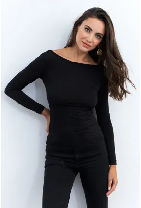 Kadın Siyah Sırtı Açık Bluz EY2942