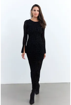 Kadın Siyah Sırtı Açık Kadife Maxi Elbise YEL94