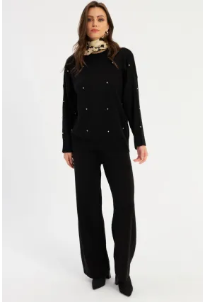 Kadın Siyah Taşlı Alt Üst Takım MYİL10