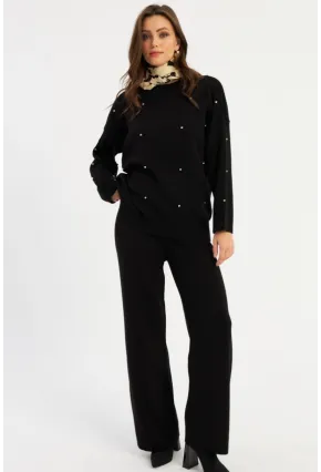 Kadın Siyah Taşlı Alt Üst Takım MYİL10