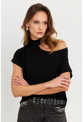 Kadın Siyah Tek Omuz Açık Bluz LPP1300