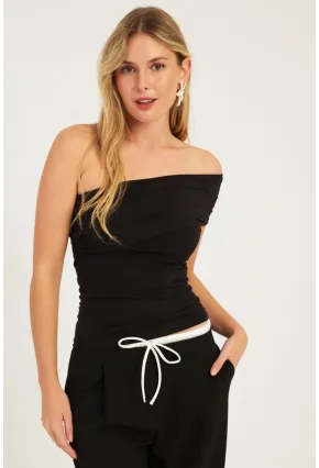 Kadın Siyah Tek Omuz Bluz DMR325