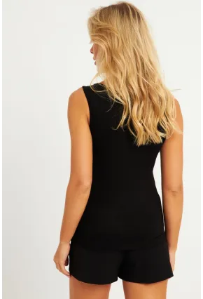 Kadın Siyah Tokalı Bluz EY2811