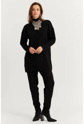 Kadın Siyah Triko Alt Üst Takım MNUV9