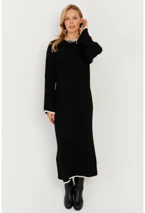 Kadın Siyah Triko Maxi Elbise SF2538