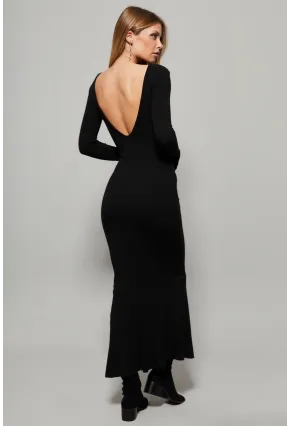 Kadın Siyah U Yaka Maxi Elbise EY1129
