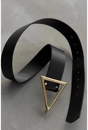 Kadın Siyah Üçgen Tokalı Kemer BE607