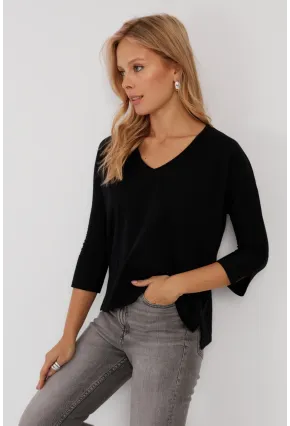 Kadın Siyah V Yaka Bluz LPP1267