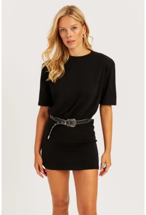 Kadın Siyah Vatkalı Basic Elbise KED153