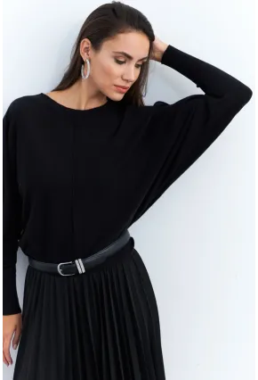 Kadın Siyah Yarasa Kol Kazak YİL558