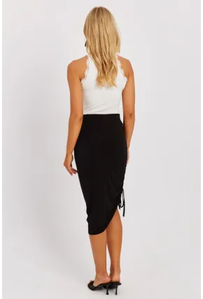 Kadın Siyah Yarı Bağcıklı Etek YZ626