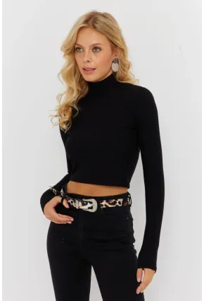 Kadın Siyah Yarım Balıkçı Bluz TH1114