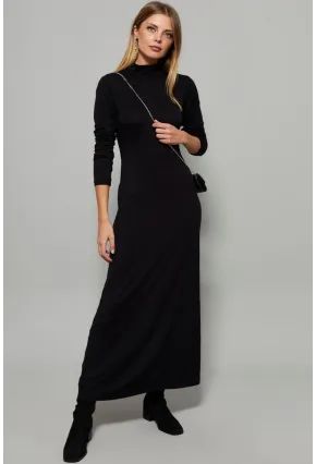 Kadın Siyah Yarım Balıkçı Maxi Elbise Yİ2006