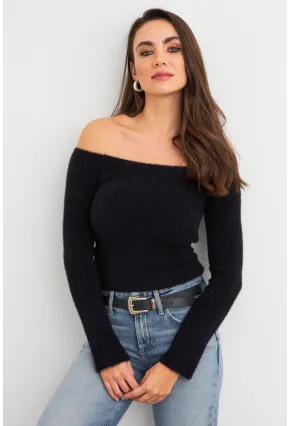 Kadın Siyah Yumuşak Dokulu Bluz SE7