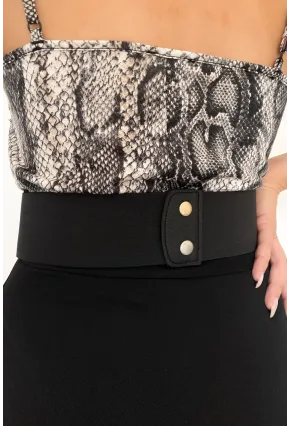 Kadın Siyah Zincirli Lastikli Kemer BE639