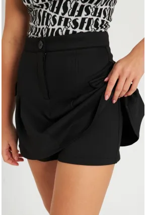 Kadın Şort Etek Siyah KED0058