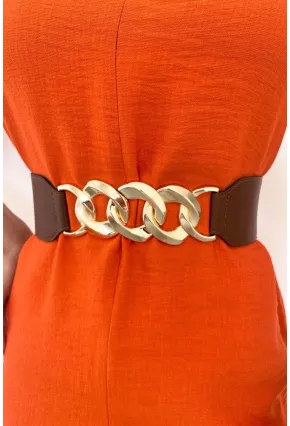 Kadın Taba Zincirli Lastikli Kemer BE639