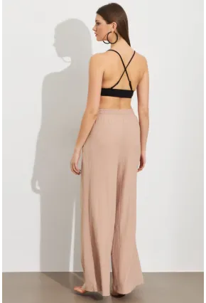 Kadın Taş Beli Lastikli Bürümcük Pantolon ROP105