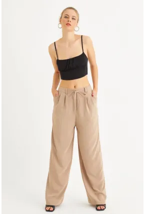 Kadın Taş Fermuarlı Palazzo Pantolon MON143