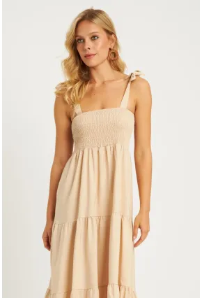 Kadın Taş Gipeli Volanlı Midi Elbise SGT407