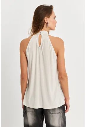 Kadın Taş Halter Yaka Desenli Bluz LPP1273