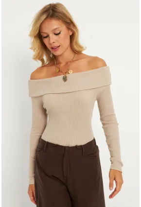 Kadın Taş Madonna Yaka Kaşkorse Bluz XL2210