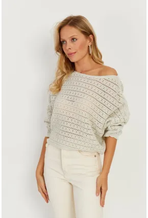 Kadın Taş Simli Ajurlu Triko Bluz YZ403