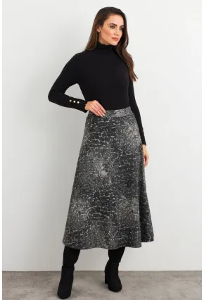 Kadın Taş-Siyah Desenli Çan Etek MLON3007