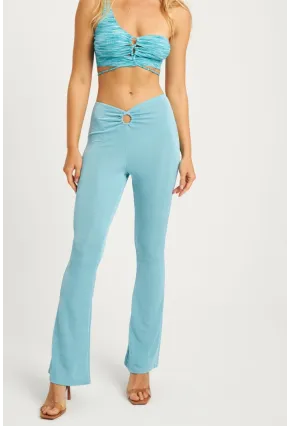 Kadın Turkuaz Simli İspanyol Pantolon TH1113