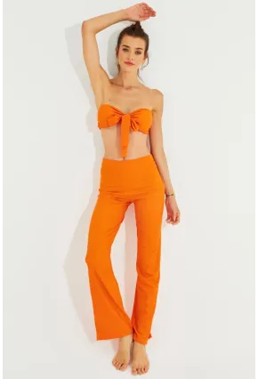 Kadın Turuncu Büstiyerli Pantolon Takım YEL221225