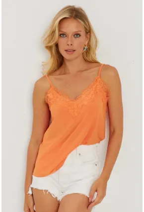 Kadın Turuncu Dantel Detaylı Atlet AYD265