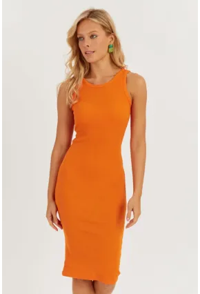 Kadın Turuncu Kaşkorse Midi Elbise CG330